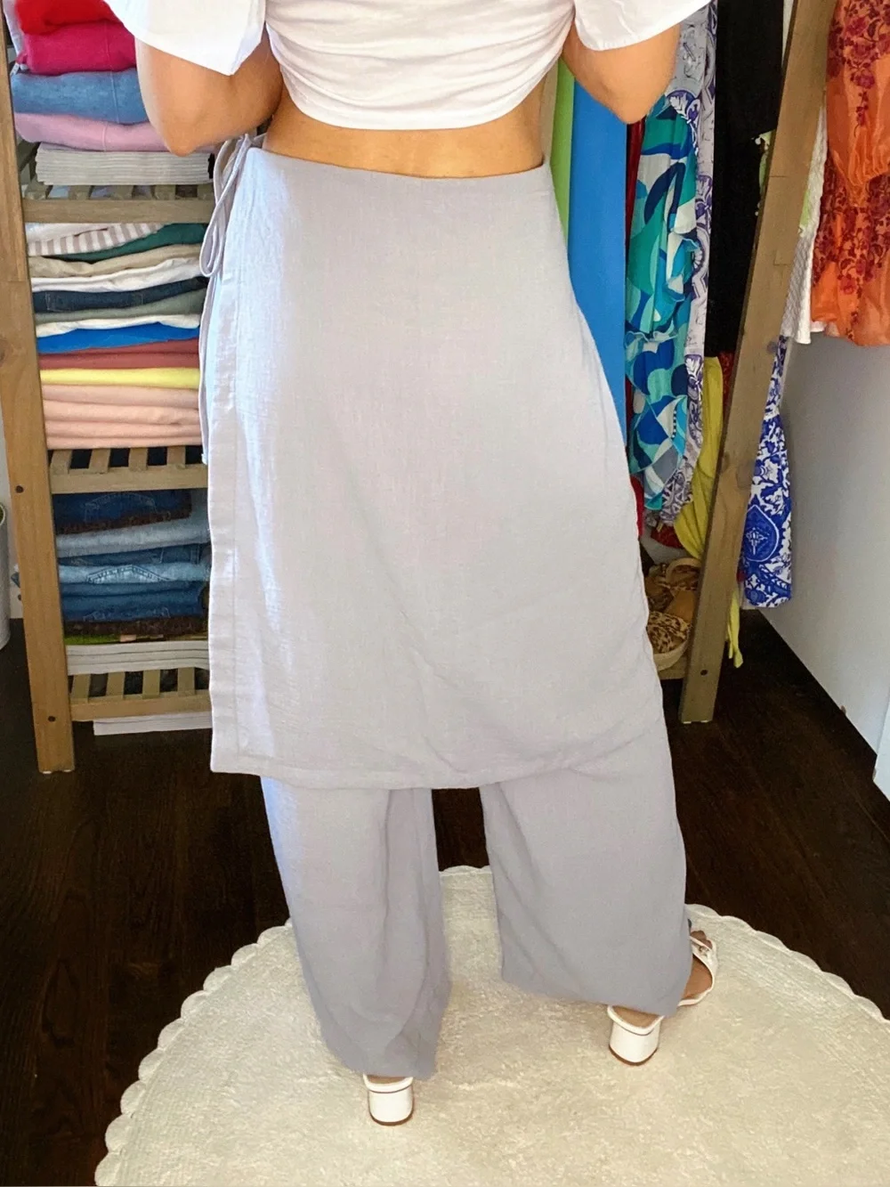ZARA Gray Wrap Midi Skirt Overlay Pants! 🐦